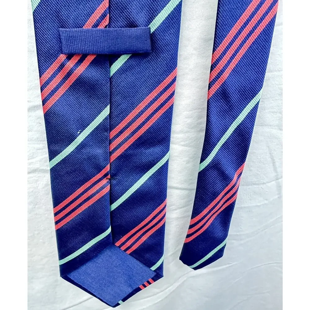 ETON-Blue Check Woven Silk, Mens Self.Tie Designer Dress Tie Preowned